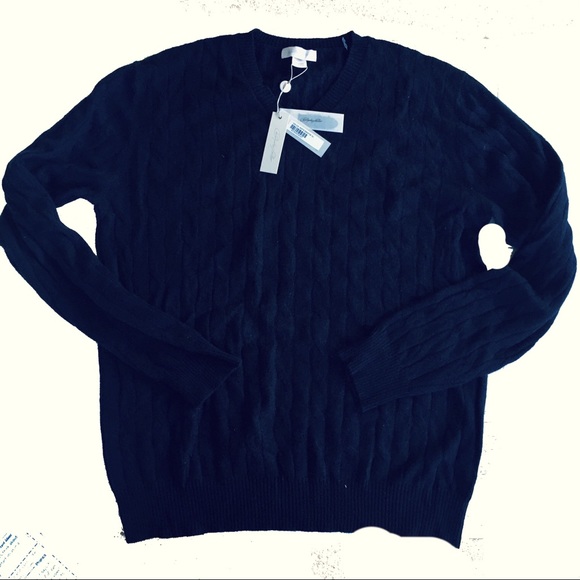 Christopher Fischer Cashmere mens knit sweater in size  XL, Navy blue, NWT - Picture 2 of 10